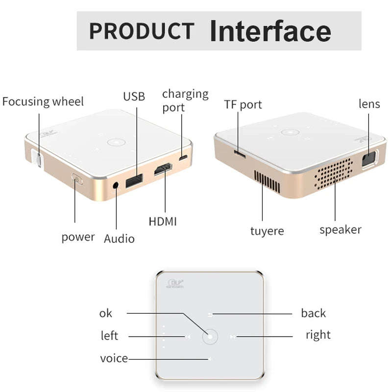 Smartldea nouveau Mini projecteur HD dlp support 1080p intégré capacité de la batterie filaire téléphone miroir projecteur projecteur Home cinéma