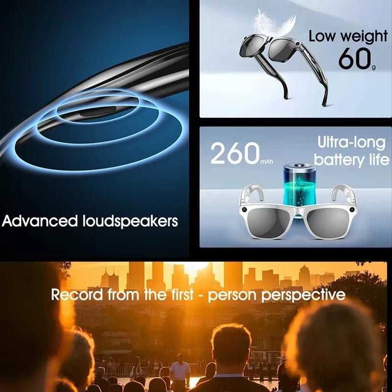 4K mode AI caméra lunettes intelligentes étanche Bluetooth5.3 appel jouer de la musique lunettes intelligentes identifier les images utiliser ChatGPT