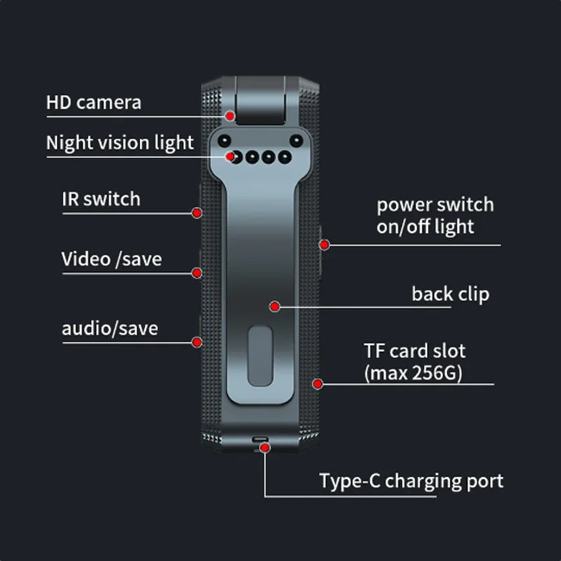 Mini caméra 64G enregistreur Lavalier sans fil Mini caméra avec enregistreur de détection de mouvement caméra de Surveillance pour conférence MP3 Au
