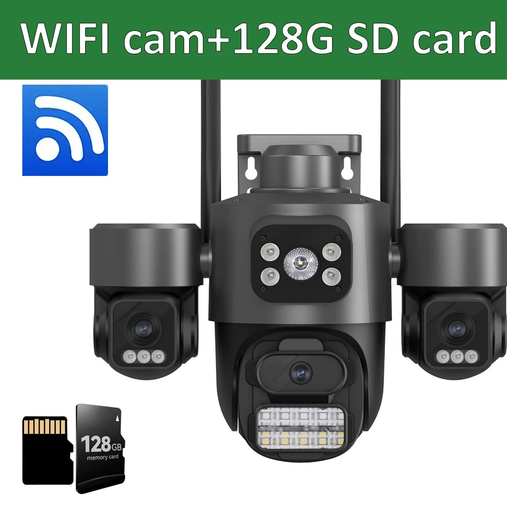 Offre spéciale iCsee 3 objectifs 3 écran WiFi caméra 360 °   CCTV extérieur imperméable de suivi automatique, surveillance ICsee de caméra de sécurité WiFi