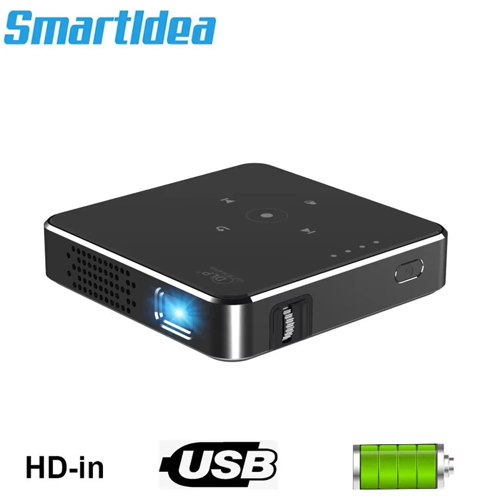 Smartldea nouveau Mini projecteur HD dlp support 1080p intégré capacité de la batterie filaire téléphone miroir projecteur projecteur Home cinéma