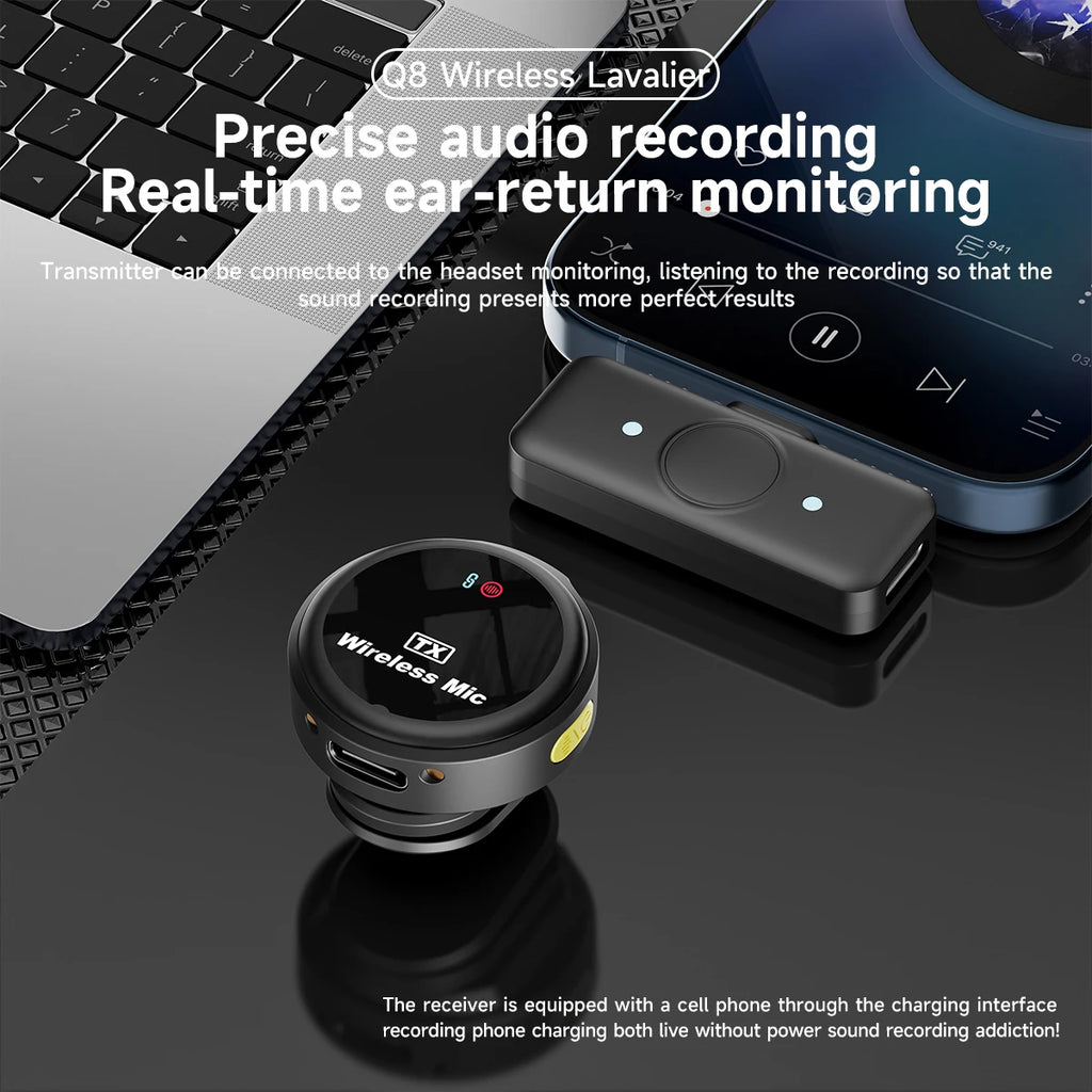 Mini microphone pour iPhone, iPad, Android, streaming en direct en extérieur, enregistrement, interview avec clip magnétique, micro cravate sans fil