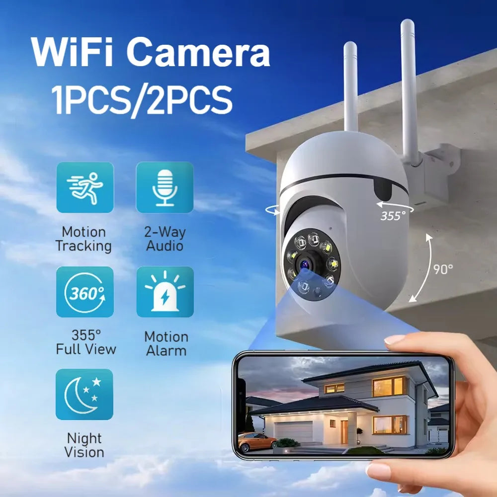 Caméra IP 2MP, système de vidéosurveillance pour maison intelligente, prise en charge Audio bidirectionnel, détection de mouvement, alarme, Notification Push, 1 pièce/2 pièces