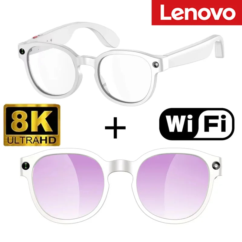 Lunettes Intelligentes IA Lenovo avec Caméra HD 8K, Enregistrement Vidéo, Traduction IA Multifonctionnelle, Conversation Visuelle et Lecture Musicale