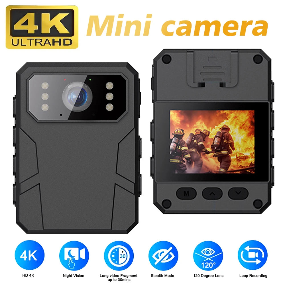 Mini caméra numérique 2K/4K/1080P, enregistreur de Police avec écran HD IPS, caméra portée par le corps de la Police, caméra corporelle Portable Portable