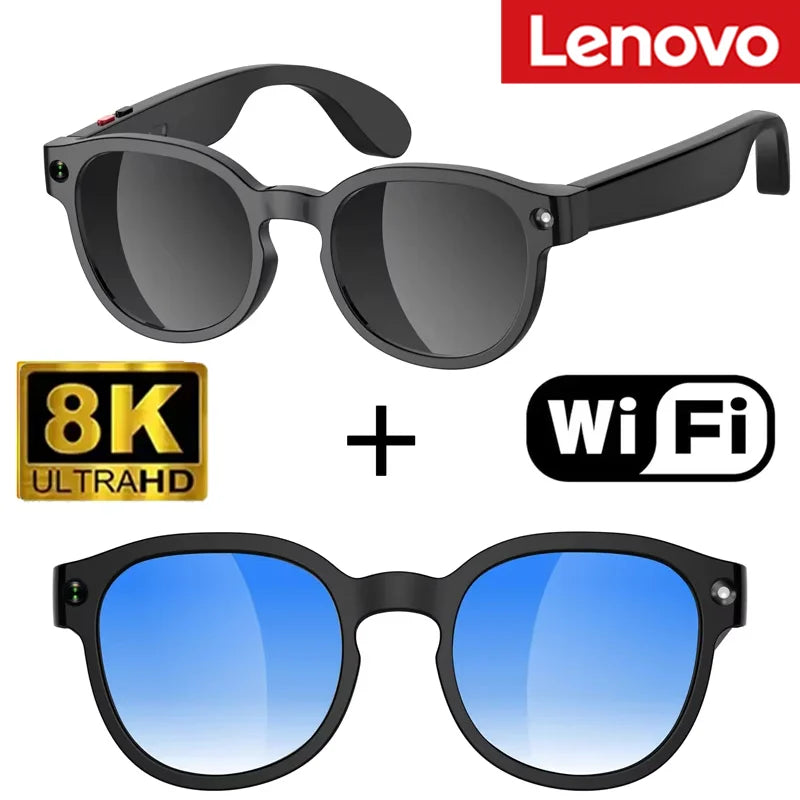 Lunettes Intelligentes IA Lenovo avec Caméra HD 8K, Enregistrement Vidéo, Traduction IA Multifonctionnelle, Conversation Visuelle et Lecture Musicale