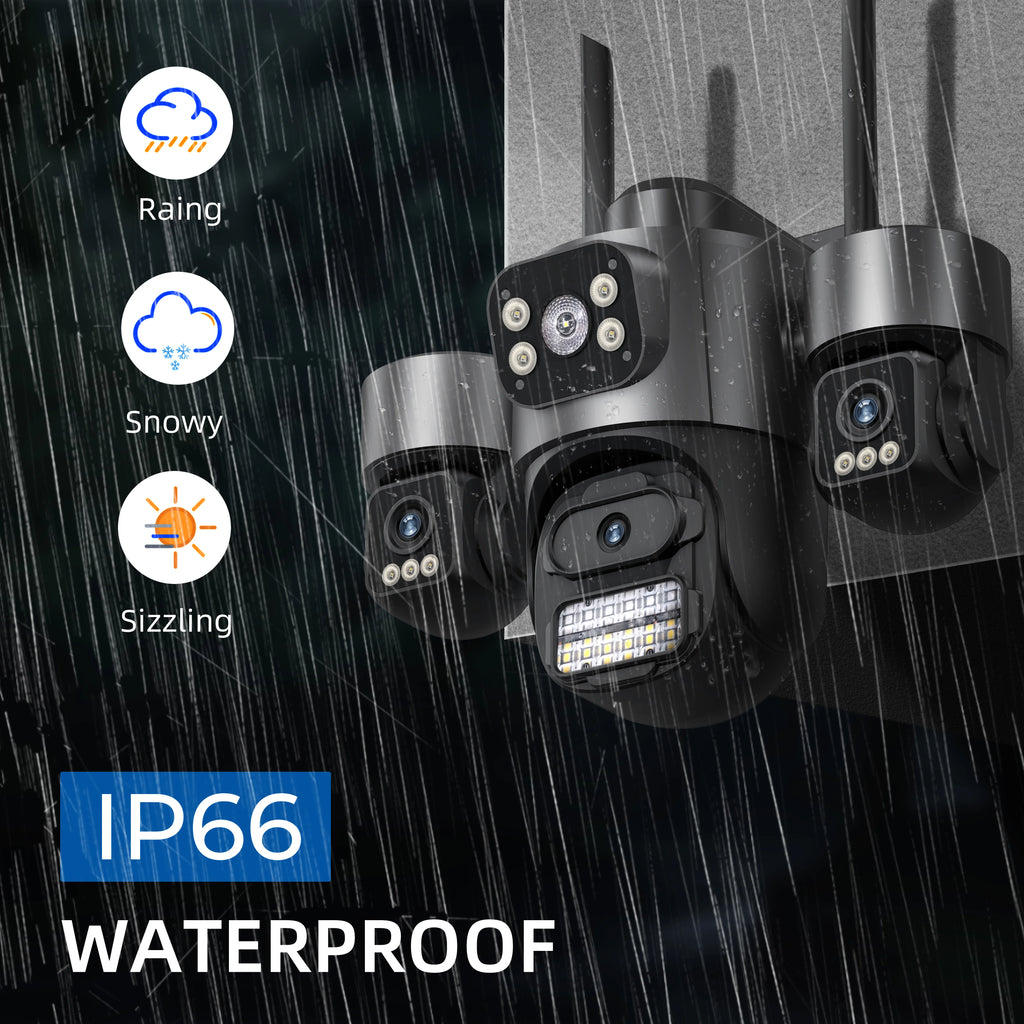 Offre spéciale iCsee 3 objectifs 3 écran WiFi caméra 360 °   CCTV extérieur imperméable de suivi automatique, surveillance ICsee de caméra de sécurité WiFi