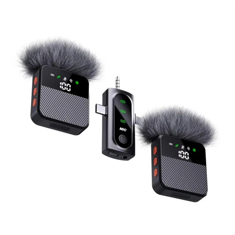Microphone Lavalier Sans Fil Mini avec Réduction de Bruit pour iPhone USB-C Android Enregistrement Vidéo Vlog