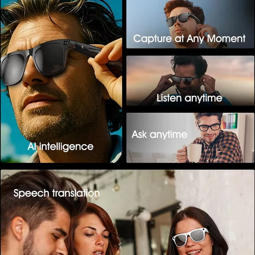 4K mode AI caméra lunettes intelligentes étanche Bluetooth5.3 appel jouer de la musique lunettes intelligentes identifier les images utiliser ChatGPT