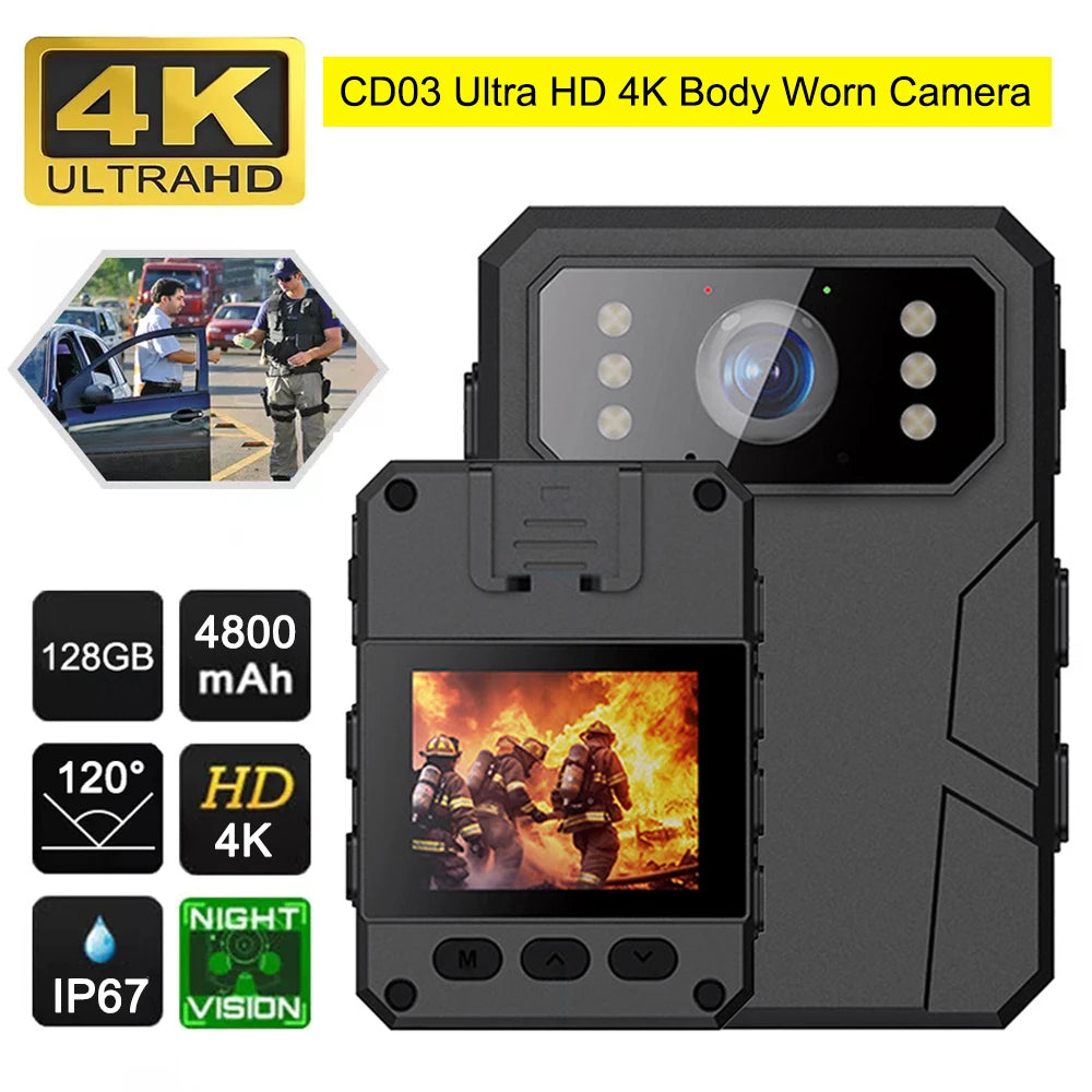 Mini caméra numérique 2K/4K/1080P, enregistreur de Police avec écran HD IPS, caméra portée par le corps de la Police, caméra corporelle Portable Portable