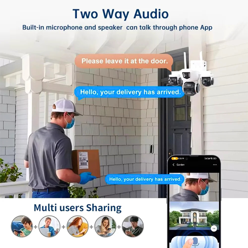 Caméra solaire PTZ WiFi DIFANG 12MP 4G, affichage à 3 écrans Zoom 10X, sécurité extérieure sans fil complète, aucun câble d'alimentation nécessaire