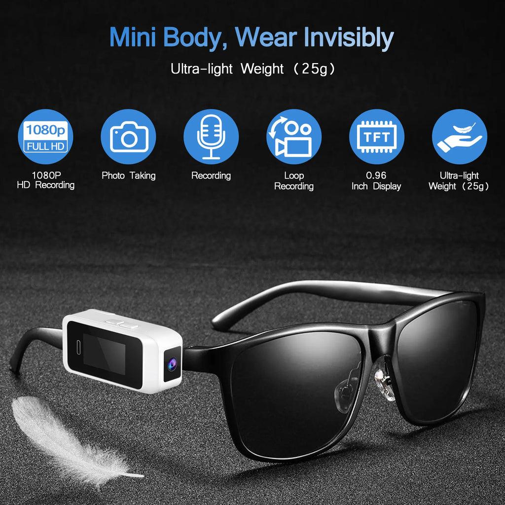 Nouvelles lunettes portables Mini caméra de poche 1080P Portable enregistreur vidéo numérique corps caméra tête montée Miniature caméscope écran