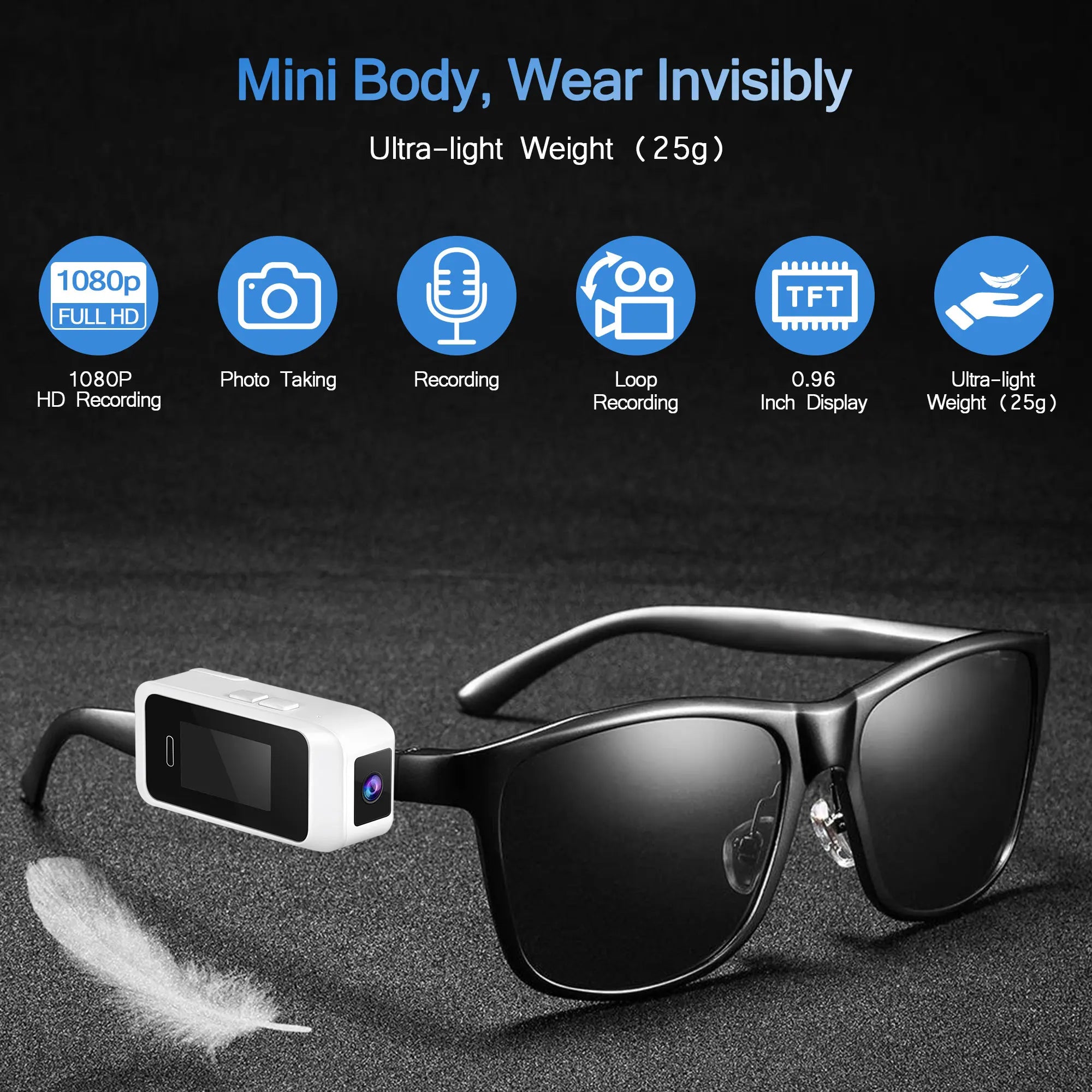 Nouvelles lunettes portables Mini caméra de poche 1080P Portable enregistreur vidéo numérique corps caméra tête montée Miniature caméscope écran