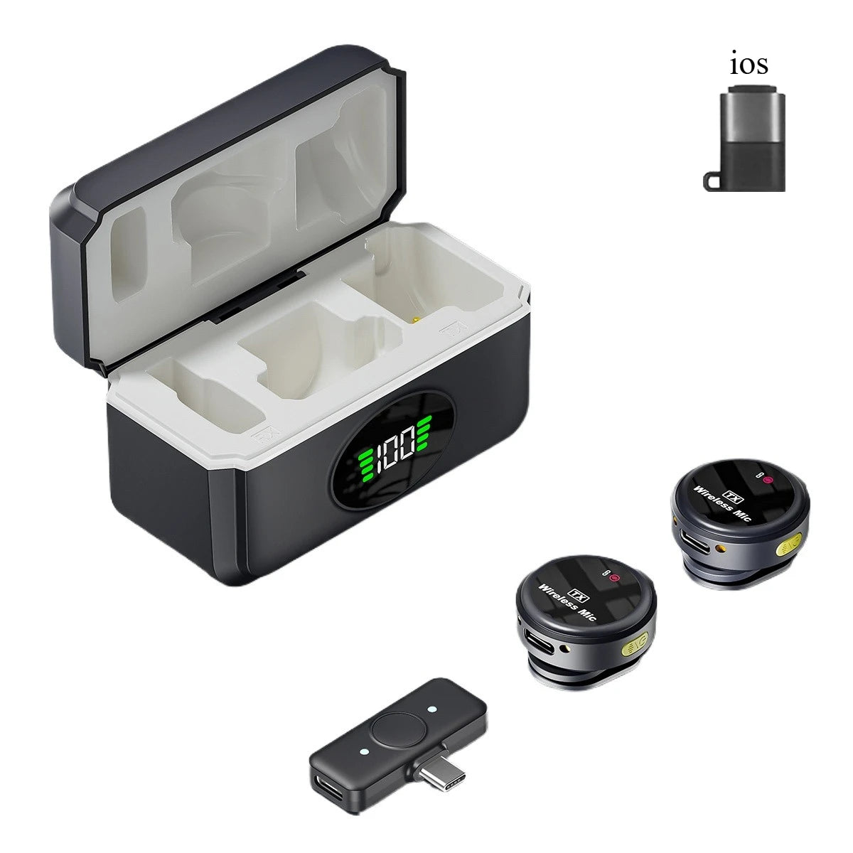 Mini microphone pour iPhone, iPad, Android, streaming en direct en extérieur, enregistrement, interview avec clip magnétique, micro cravate sans fil
