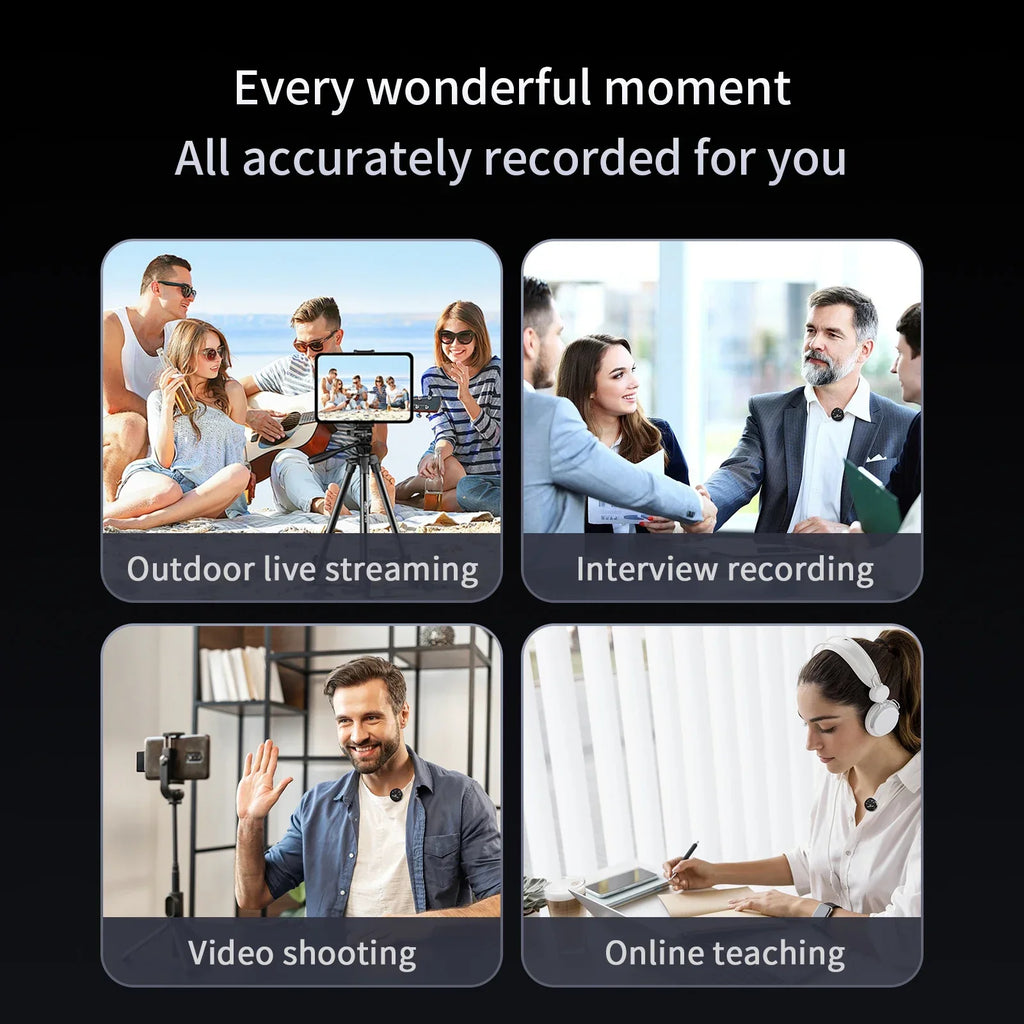 Mini microphone pour iPhone, iPad, Android, streaming en direct en extérieur, enregistrement, interview avec clip magnétique, micro cravate sans fil
