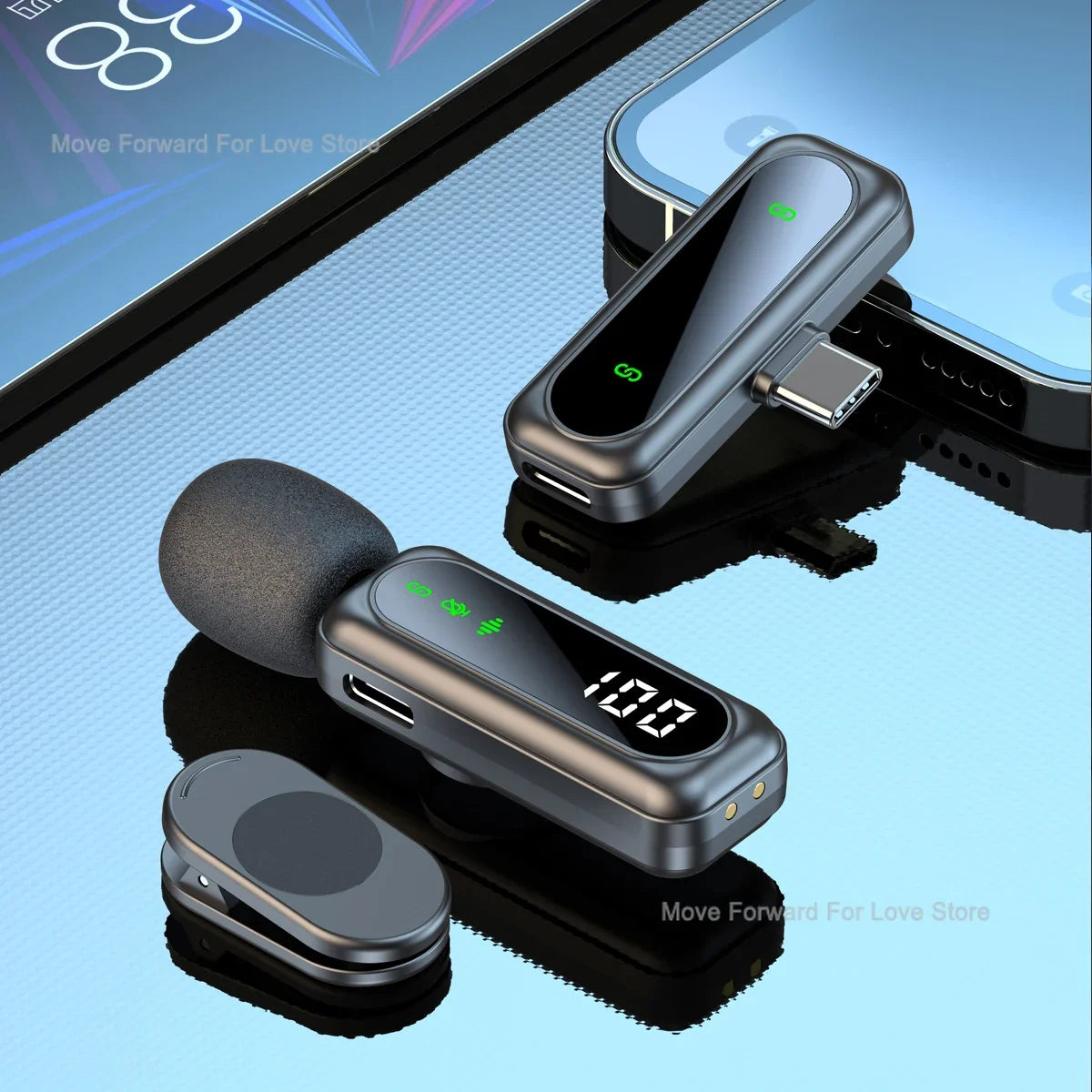 Microphone Lavalier Sans Fil Portable avec Réduction de Bruit pour Enregistrement Audio Type-C pour iPhone 15-16 Android PC Live Vlog