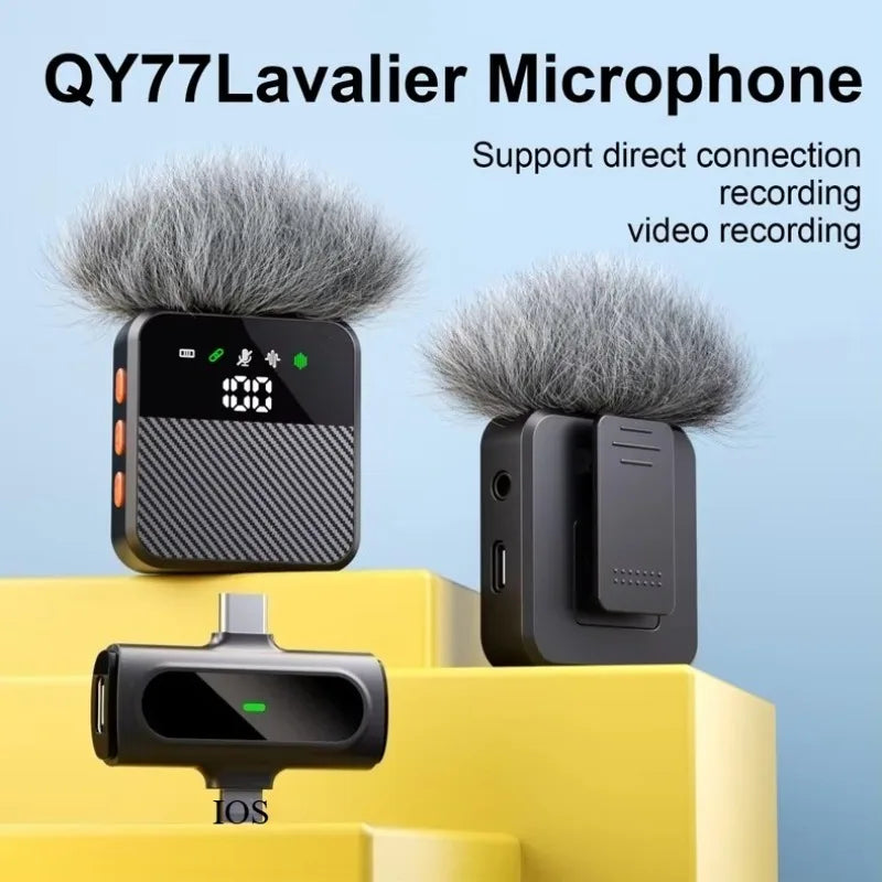 Microphone Lavalier Sans Fil Mini avec Réduction de Bruit pour iPhone USB-C Android Enregistrement Vidéo Vlog