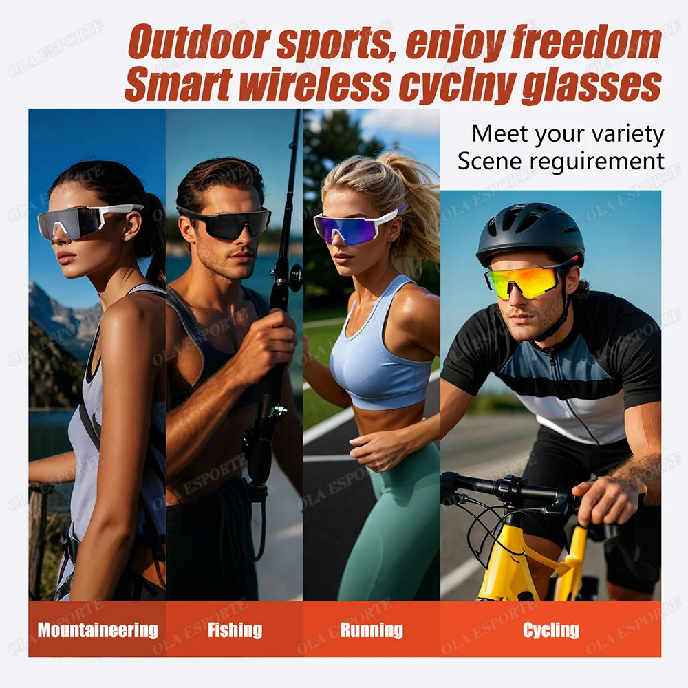 Lunettes intelligentes audio d'extérieur, sans fil, Bluetooth, appel, musique, cyclisme, sport, casque, Protection UV, pour hommes et femmes, nouvelle collection