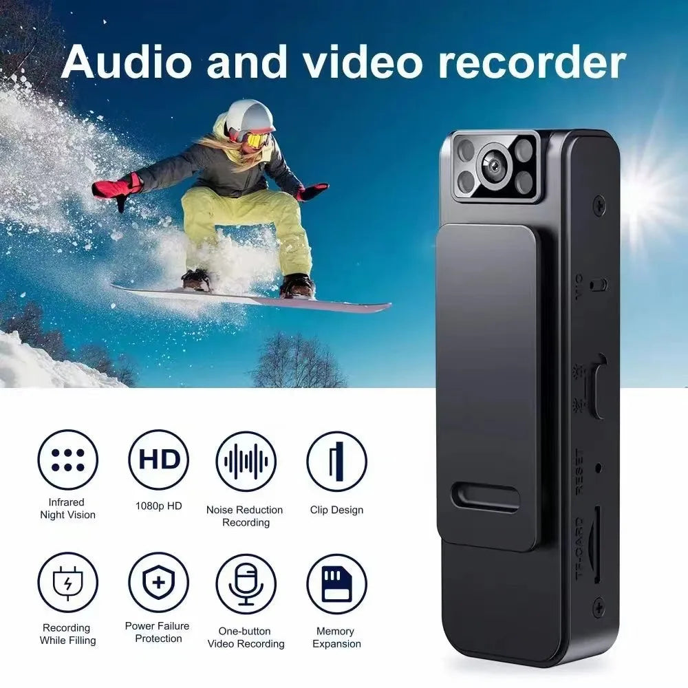 Mini Caméra Vidéo et Audio HD 1080P, Caméscope Statique en Boucle Lavalier, réinitialisation Arrière Magnétique pour Conférence en Plein Air