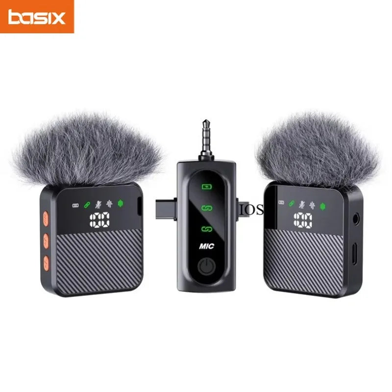 Microphone Lavalier Sans Fil Mini avec Réduction de Bruit pour iPhone USB-C Android Enregistrement Vidéo Vlog