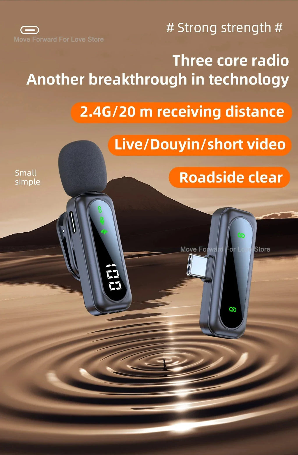 Microphone Lavalier Sans Fil Portable avec Réduction de Bruit pour Enregistrement Audio Type-C pour iPhone 15-16 Android PC Live Vlog