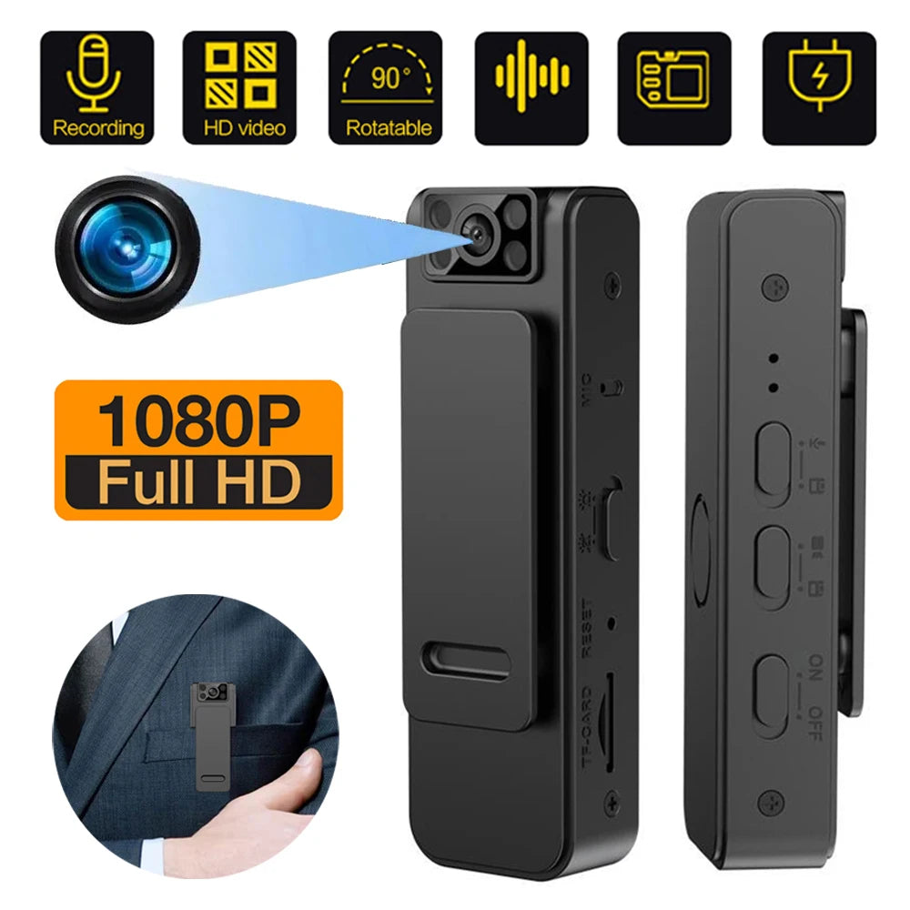 Mini Caméra Vidéo et Audio HD 1080P, Caméscope Statique en Boucle Lavalier, réinitialisation Arrière Magnétique pour Conférence en Plein Air