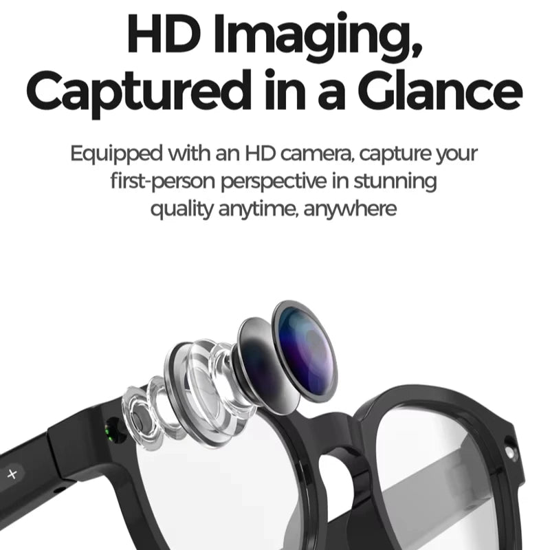 Lunettes Intelligentes IA Lenovo avec Caméra HD 8K, Enregistrement Vidéo, Traduction IA Multifonctionnelle, Conversation Visuelle et Lecture Musicale