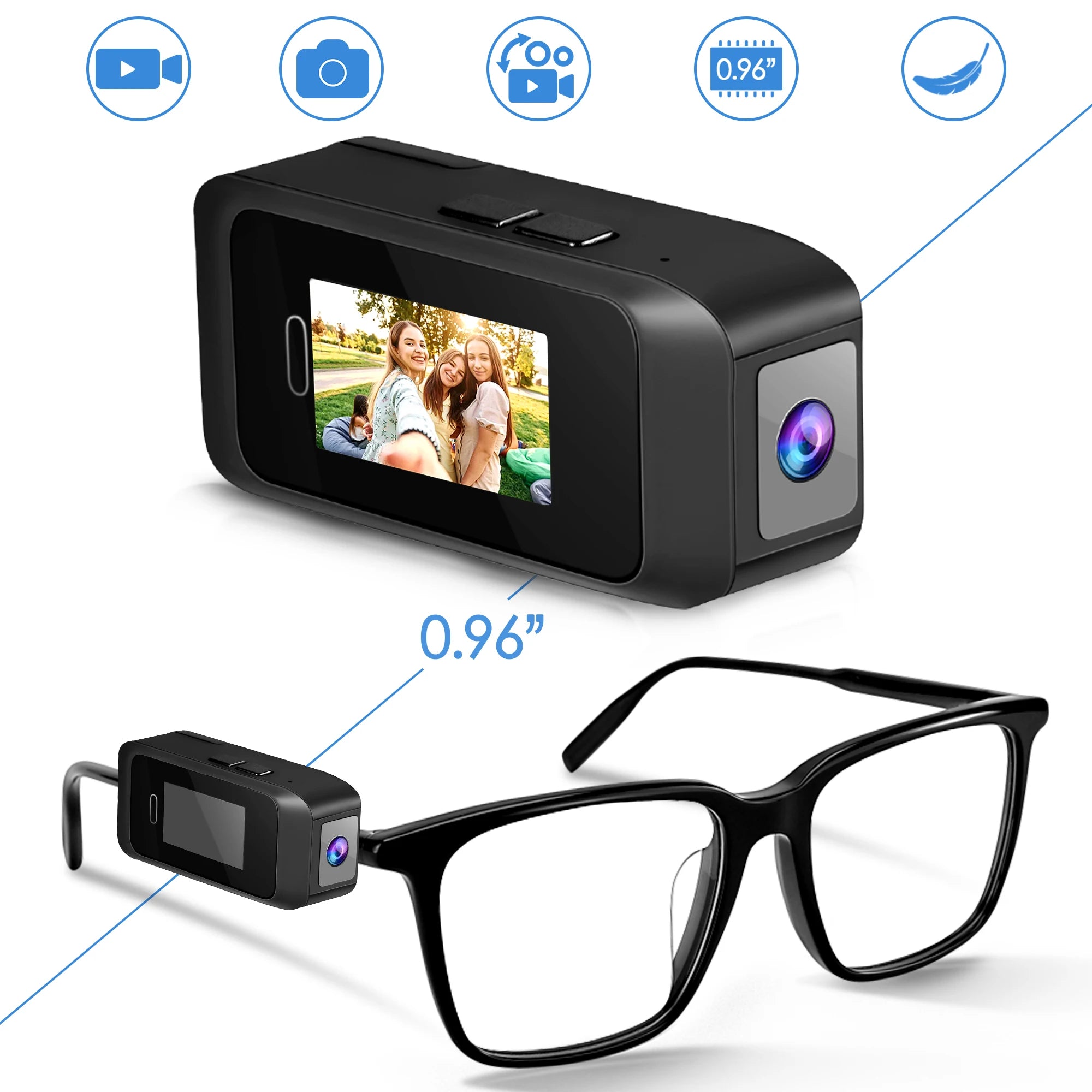 Nouvelles lunettes portables Mini caméra de poche 1080P Portable enregistreur vidéo numérique corps caméra tête montée Miniature caméscope écran