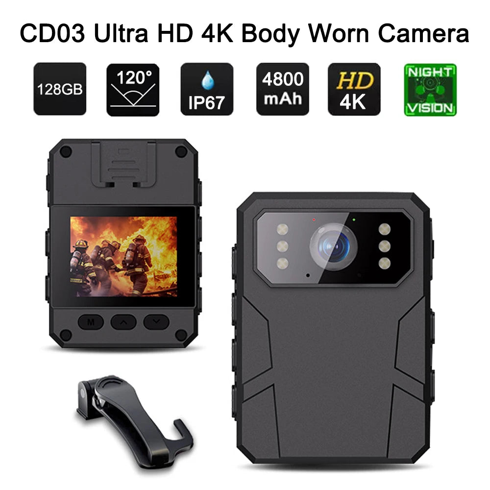 Mini caméra numérique 2K/4K/1080P, enregistreur de Police avec écran HD IPS, caméra portée par le corps de la Police, caméra corporelle Portable Portable