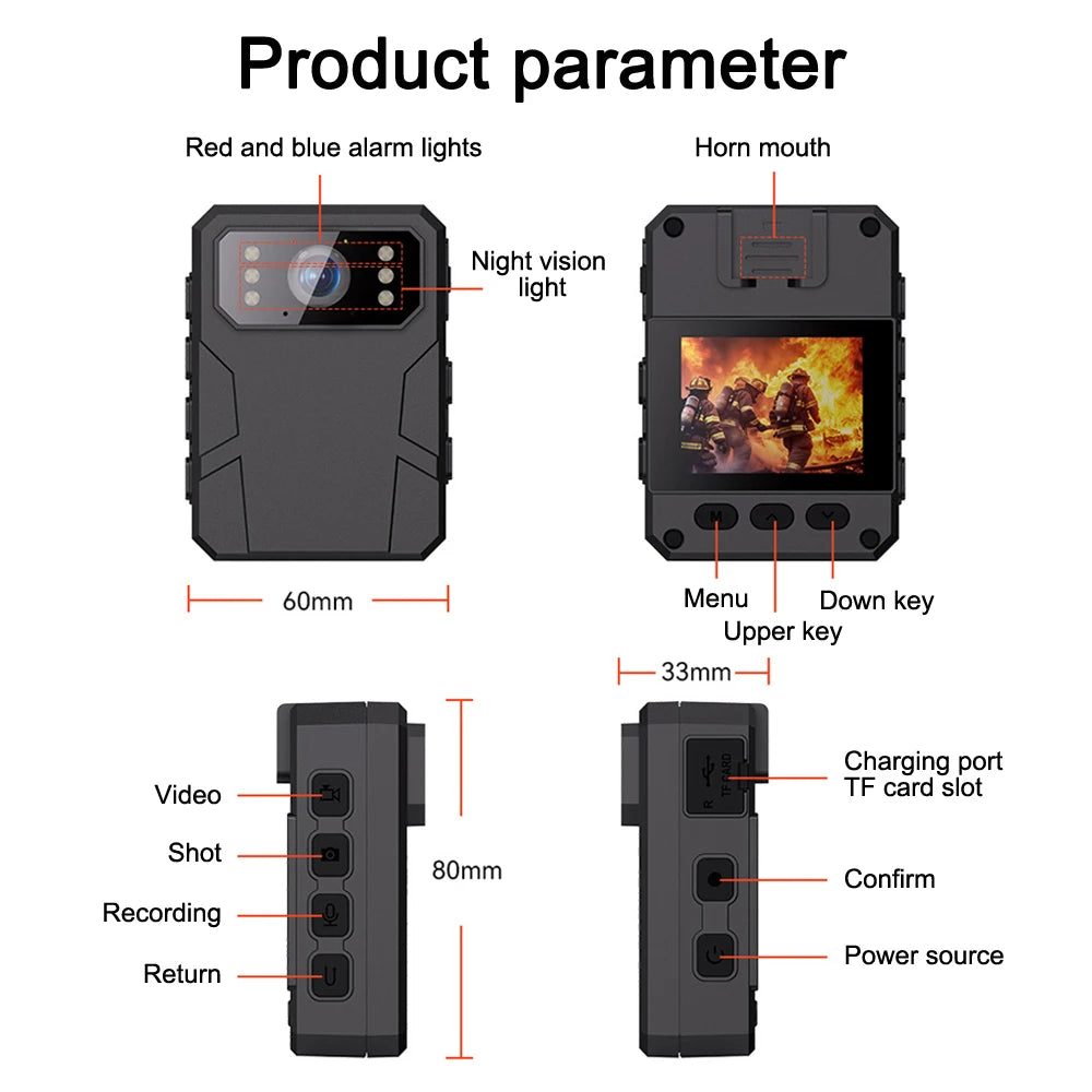 Mini caméra numérique 2K/4K/1080P, enregistreur de Police avec écran HD IPS, caméra portée par le corps de la Police, caméra corporelle Portable Portable