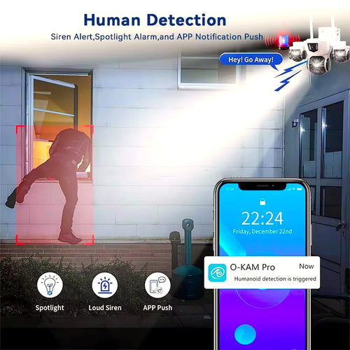 Caméra solaire PTZ WiFi DIFANG 12MP 4G, affichage à 3 écrans Zoom 10X, sécurité extérieure sans fil complète, aucun câble d'alimentation nécessaire