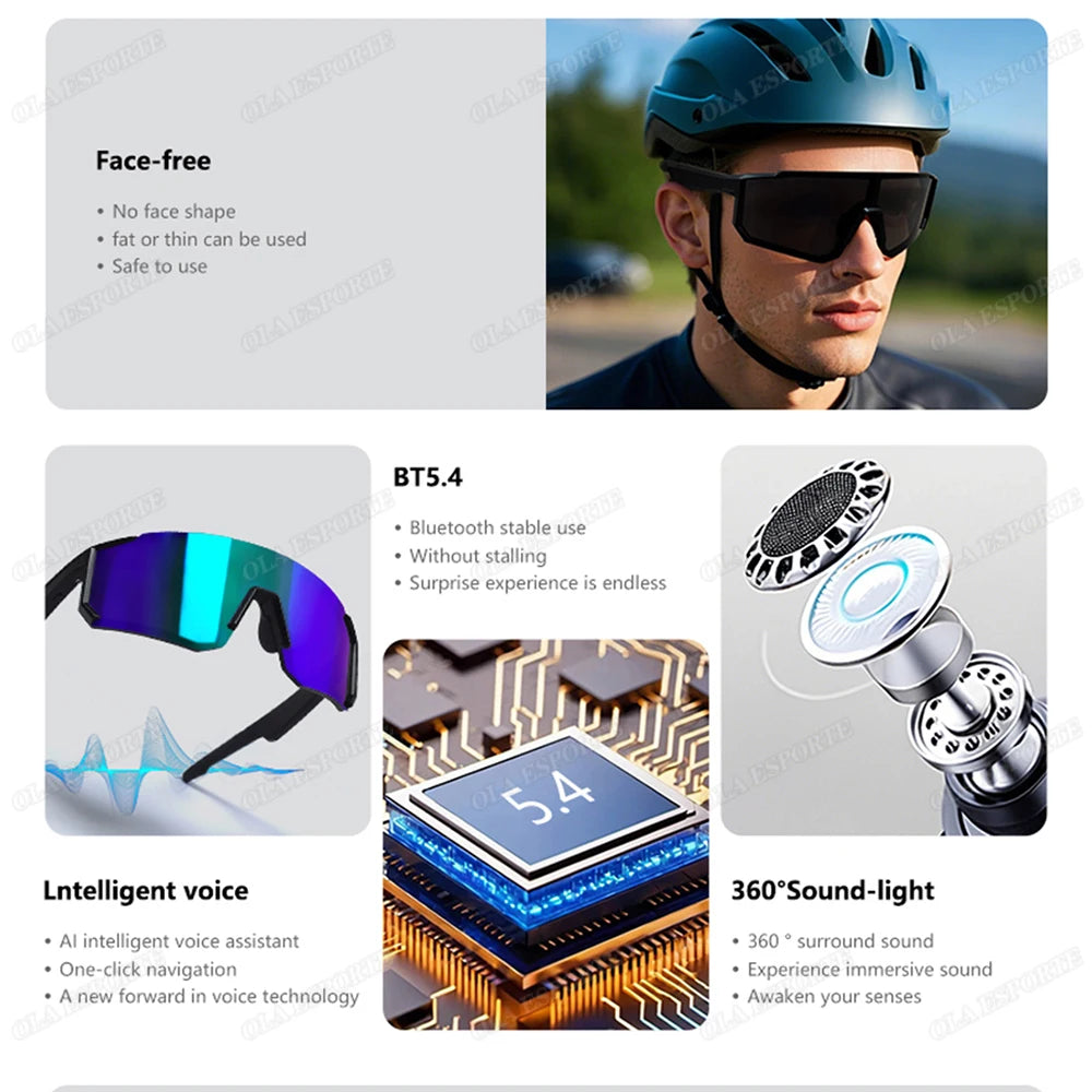Lunettes intelligentes audio d'extérieur, sans fil, Bluetooth, appel, musique, cyclisme, sport, casque, Protection UV, pour hommes et femmes, nouvelle collection